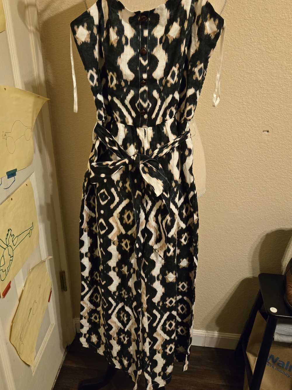 I-N-C International Concepts Black & Cream Patterned Sleeveless Midi Romper